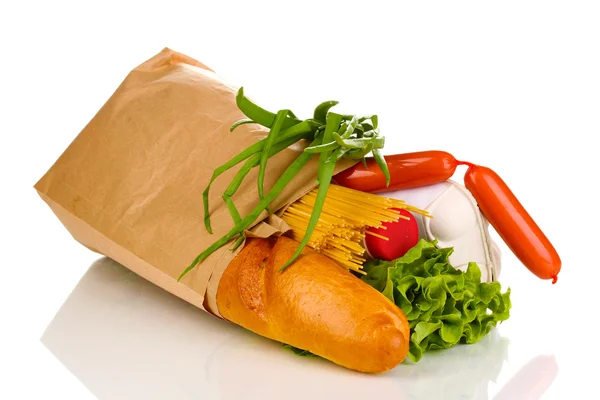Бумажный пакет с пищевой изоляцией на белом — стоковое фото