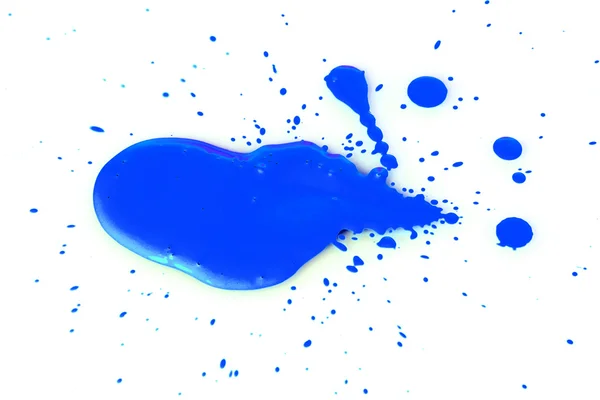 흰색 배경에 밝은 파란색 페인트 — 스톡 사진