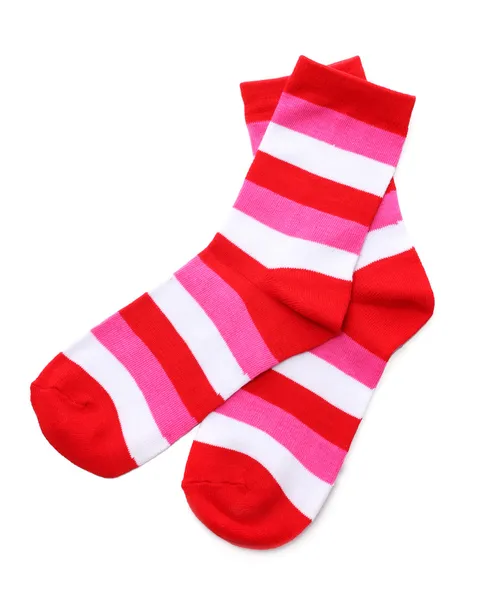 Gestreepte sokken geïsoleerd op wit — Stockfoto