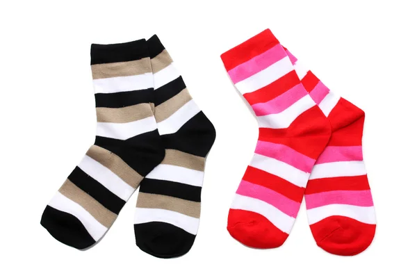 Gestreepte sokken geïsoleerd op wit — Stockfoto