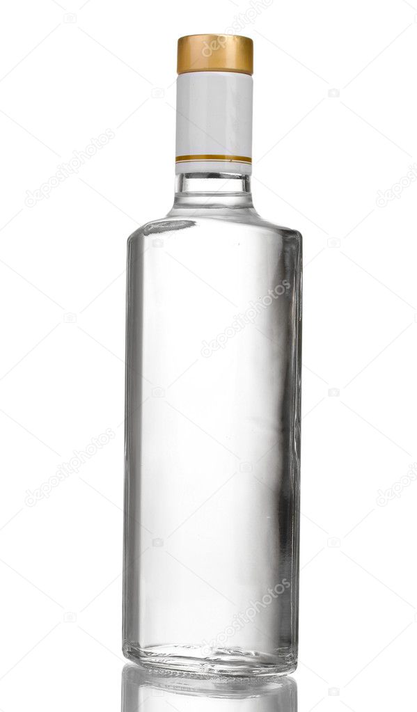 Bottle of vodka isolated on white