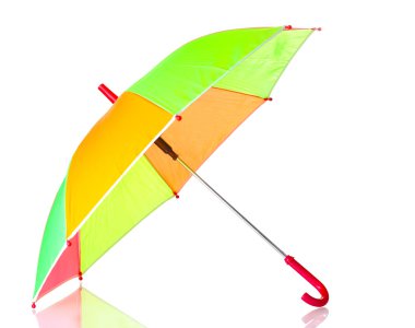 iki renkli şemsiyeler üzerinde beyaz izole
