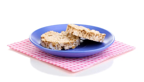 Snacks op schotel met servet geïsoleerd op wit brood — Stockfoto
