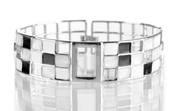 Beautiful silver bracelet isolated on white — Stock Photo, Image