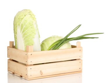 ? abbages ahşap sandık üzerinde beyaz izole içinde