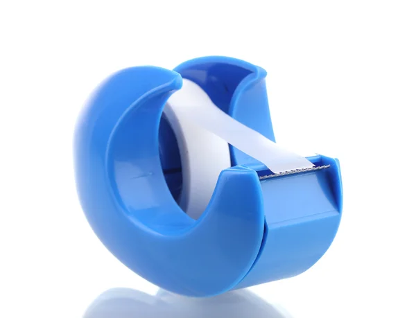 Scotch tape in supporto blu isolato su bianco — Foto Stock