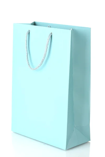 Mavi alışveriş çantası beyaza izole edilmiş. — Stok fotoğraf