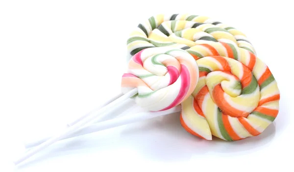 色彩艳丽的棒棒糖，在白色上隔离 — 图库照片