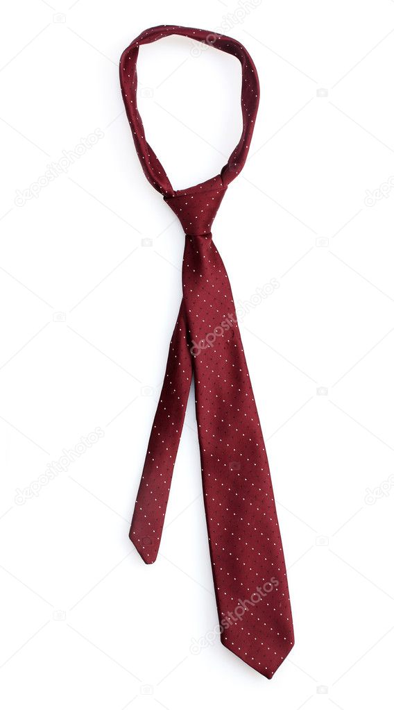 Elegant red tie isolated on white