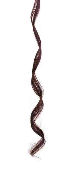 Kudrnaté hnědé vlasy izolovaných na bílém — Stock fotografie