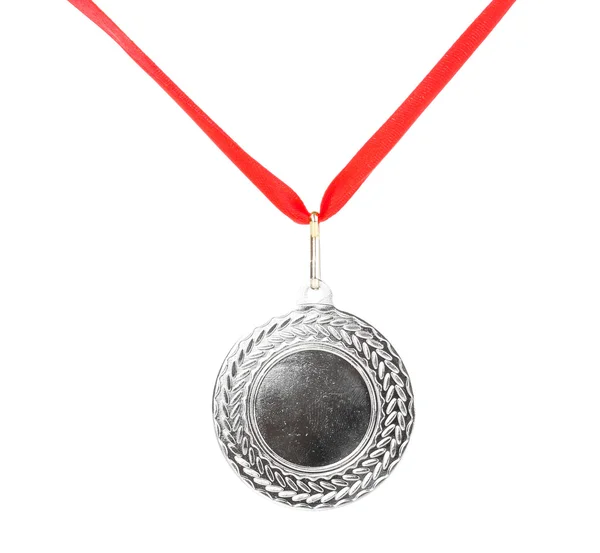 Stříbrná medaile izolovaných na bílém — Stock fotografie