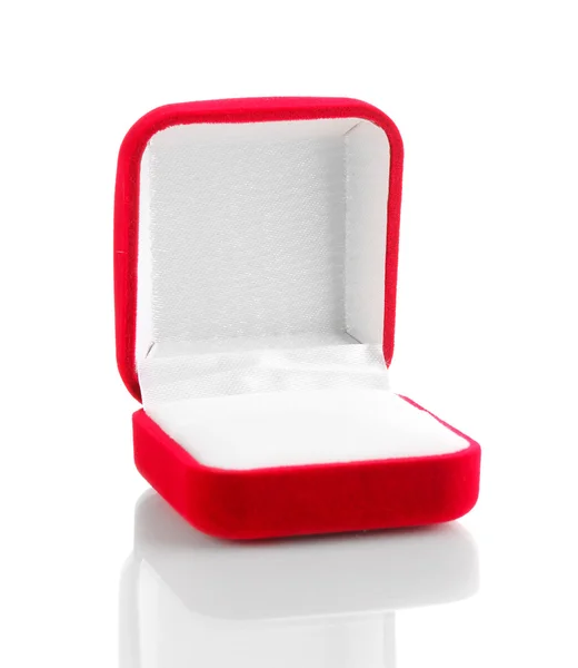 Elszigetelt fehér piros ékszeres doboz — Stock Fotó