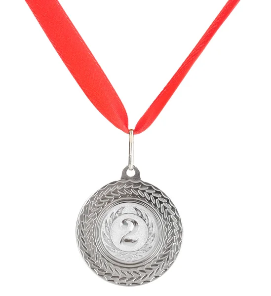 Srebrny medal na białym tle — Zdjęcie stockowe
