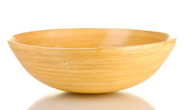 Порожня дерев'яна чаша ізольована на білому — стокове фото