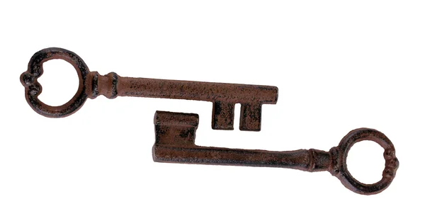Dva starožitné klíče izolovaných na bílém — Stock fotografie