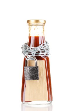 Secret ingredient with chain and padlock isolated on white clipart