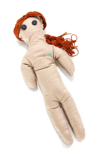 Bambola vodoo ragazza isolata su bianco — Foto Stock