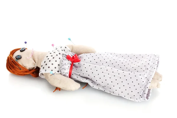 Кукла вуду, изолированная на белом — стоковое фото