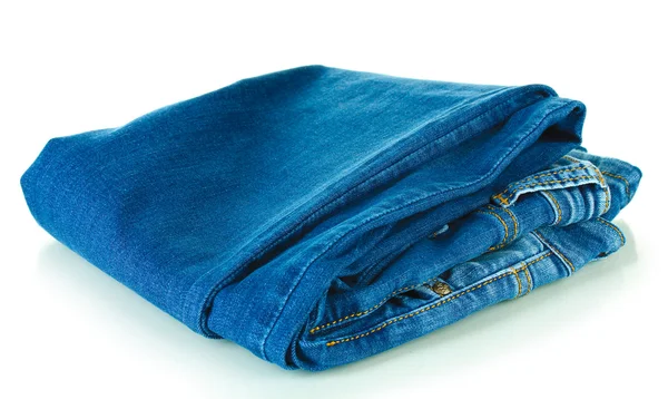 Modré džíny izolované na bílém — Stock fotografie