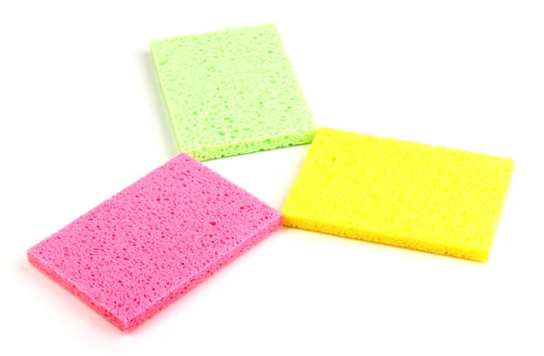 Cellulose sponges isolated on white — Stock Photo, Image