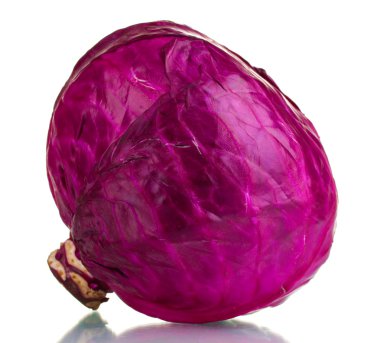 Whole red cabbage isolated on white