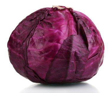 Whole red cabbage isolated on white