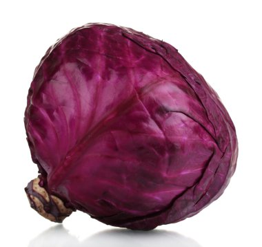 Whole red cabbage isolated on white