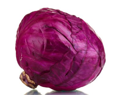 Whole red cabbage isolated on white