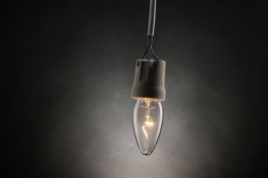 A lit light on grey background