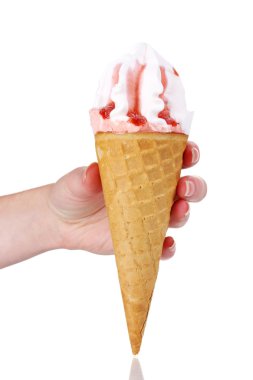 Ice cream üzerinde beyaz izole boynuz