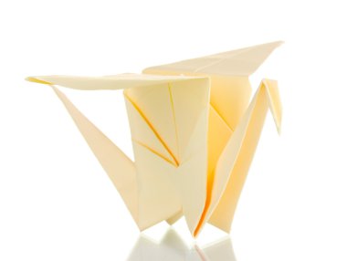 origami kağıt vinç üzerinde beyaz izole