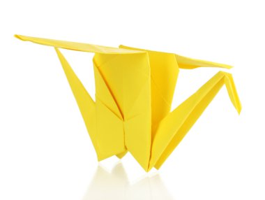 origami kağıt vinç üzerinde beyaz izole