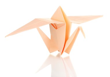 origami kağıt vinç üzerinde beyaz izole