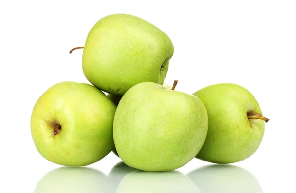Manzanas verdes jugosas aisladas en blanco — Foto de Stock