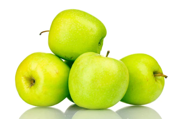 Juicy green apples isolated on white — Stock Photo, Image