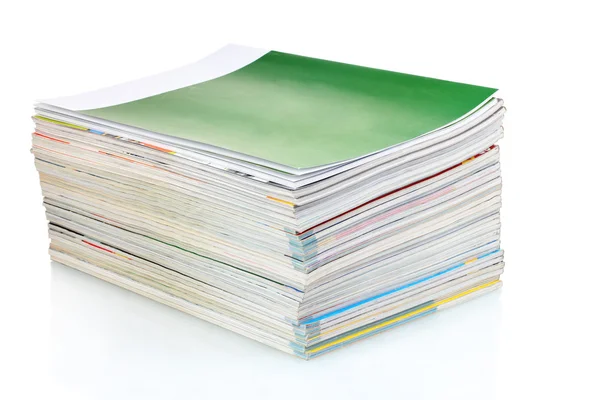 Stack of magazines isolated on white — Stock Photo, Image