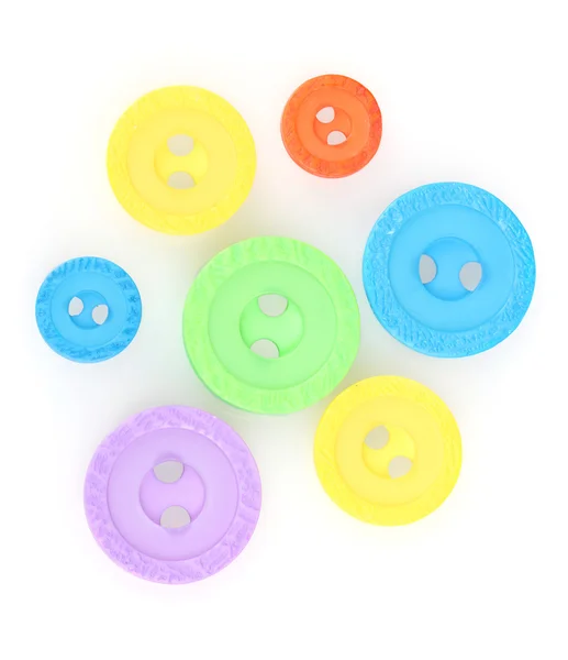 Bright sewing buttons isolated on white — Stock fotografie
