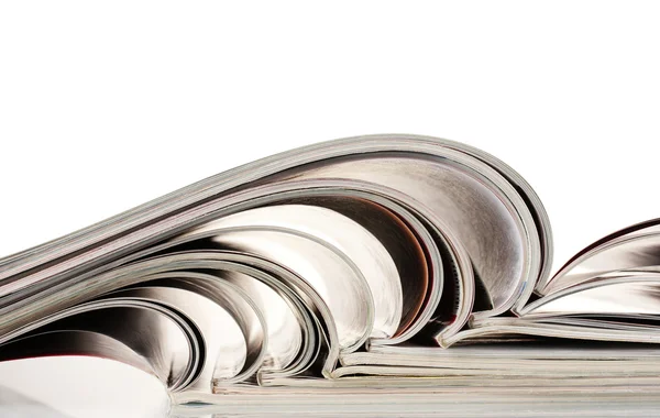 Open magazines isolated on white — Stock Photo, Image