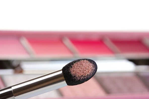 Makeup set with brush closeup — Stock Photo, Image