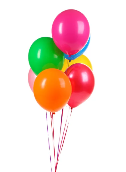 Parlak balonlar üzerinde beyaz izole — Stok fotoğraf