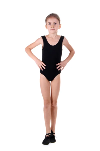 Маленька дівчинка балерина, ізольована на білому — стокове фото