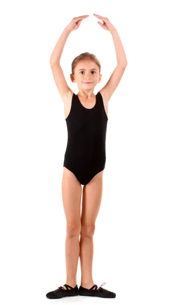 小女孩芭蕾舞女演员，在白色隔离 — 图库照片