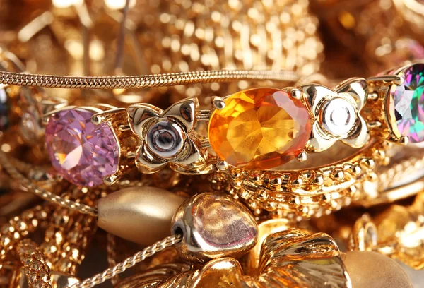 Various gold jewellery closeup — Stock Photo, Image