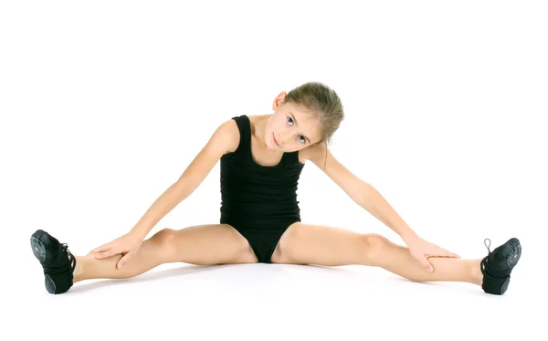 Weinig meisje ballerina, geïsoleerd op wit — Stockfoto