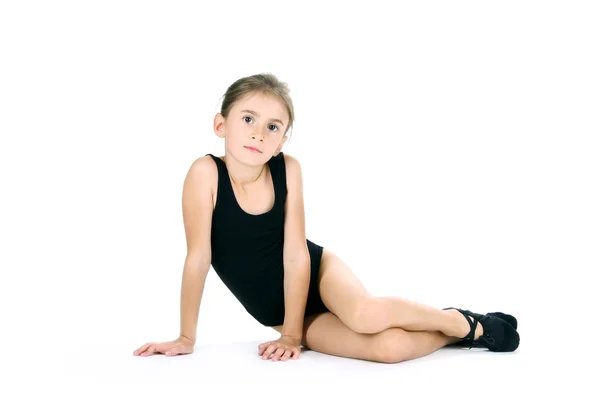 Mała dziewczynka baleriny, na białym tle — Zdjęcie stockowe