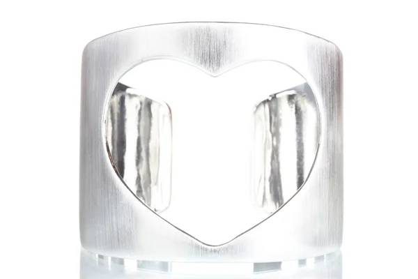 Bellissimo braccialetto in argento isolato su bianco — Foto Stock