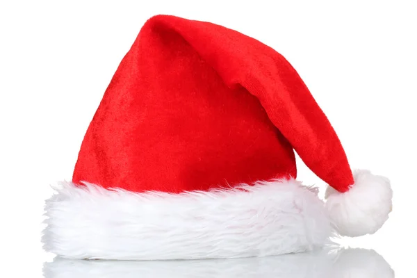 Schöne Weihnachtsmütze isoliert auf weiß — Stockfoto