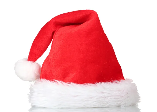 白色上隔绝的美丽圣诞帽子 — 图库照片