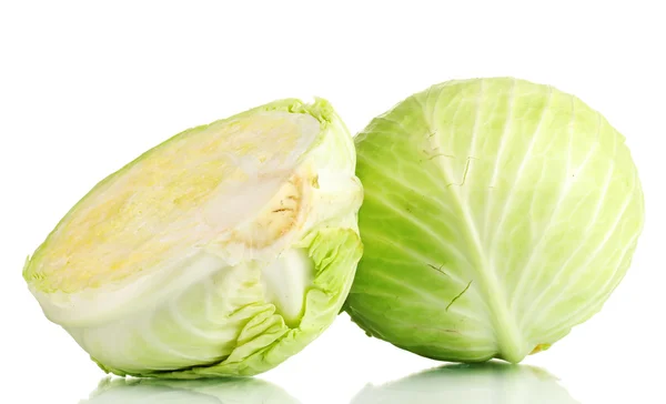 Whole cabbage and half isolated on white — Stock Photo, Image