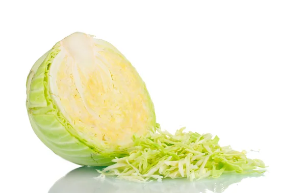 Sliced green cabbage isolated on white — Stock Photo, Image